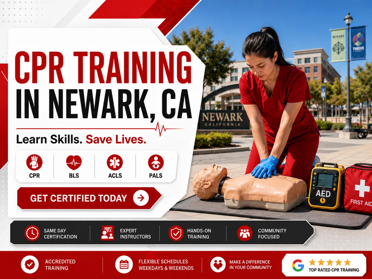 AHA BLS provider course with CPR mannequins in Newark, CA