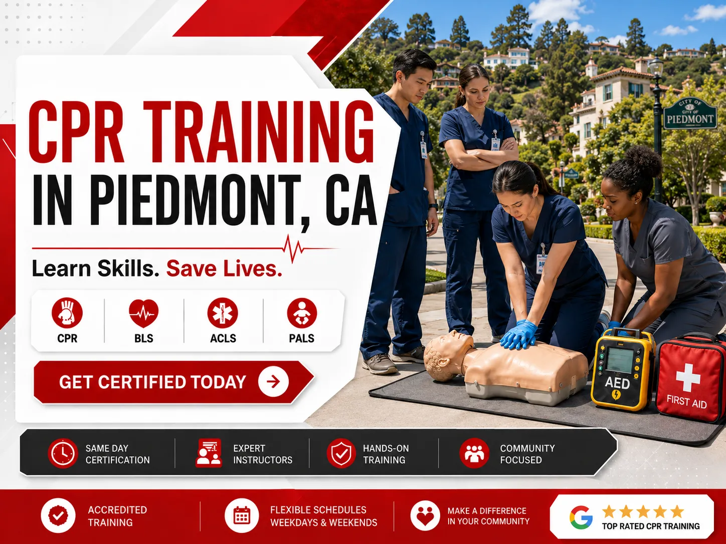 CPR, BLS, ACLS, PALS & First Aid Classes Near Piedmont, CA