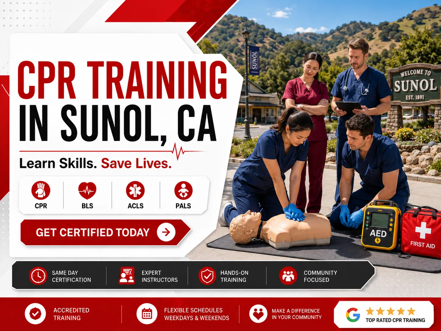 CPR BLS & First Aid Course Near Sunol, CA