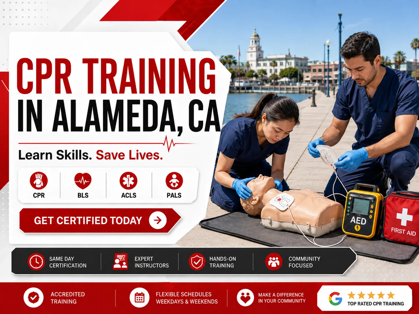 First responder CPR and BLS training course in Alameda, California
