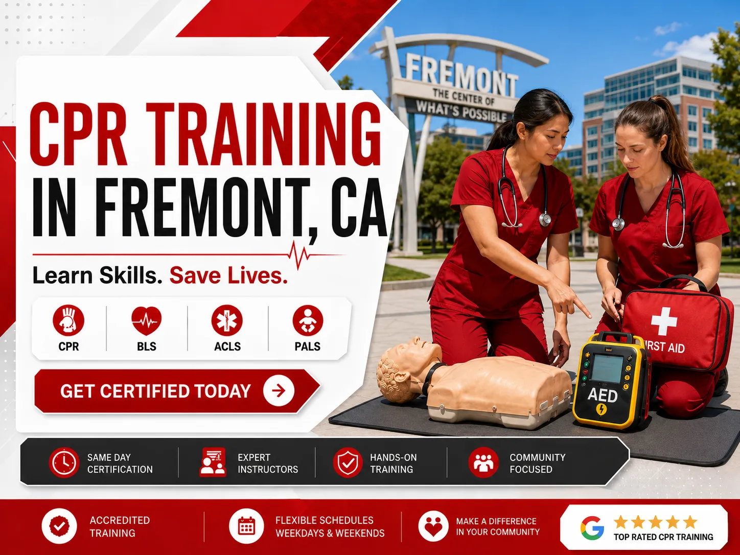 Hands-on PALS and ACLS course for medical staff in Fremont, CA