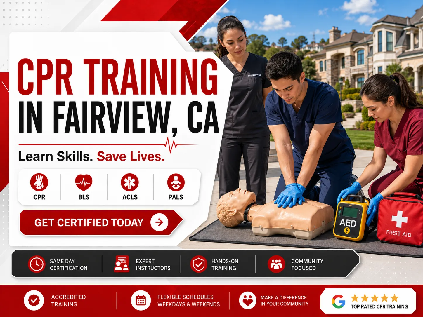 CPR BLS & First Aid Course Near Fairview, CA