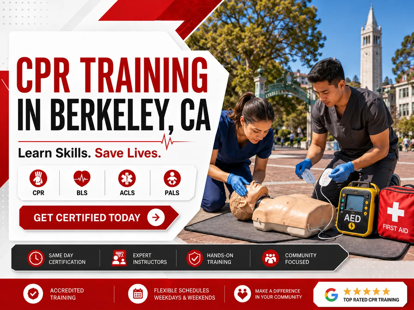 PALS and ACLS skills station practice in Berkeley, CA